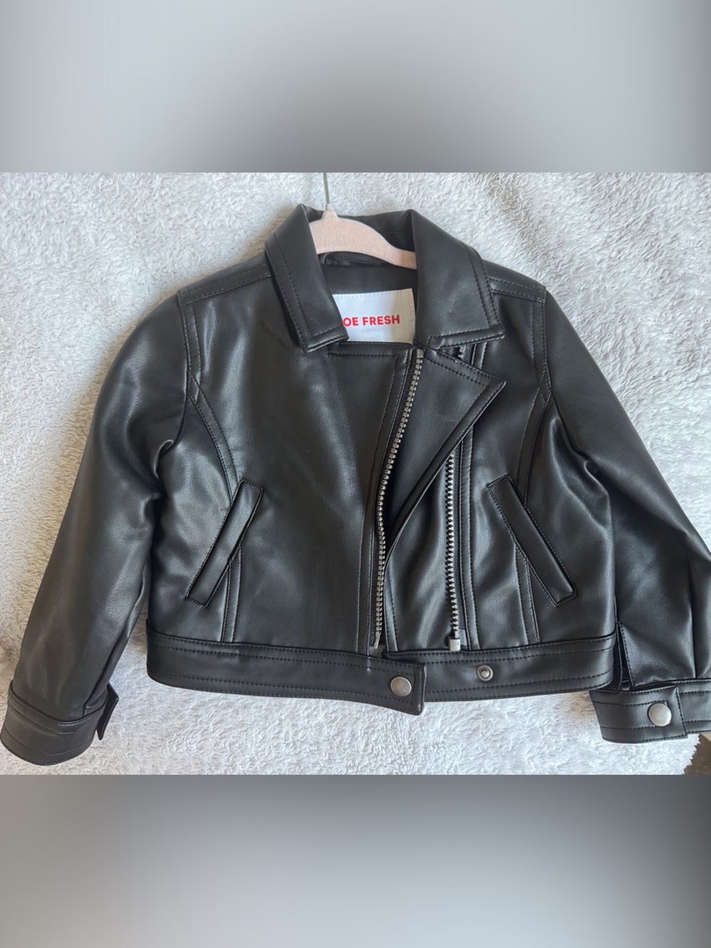 Girls fresh Black Faux Leather Moto Jacket size 12-18 months